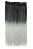 PRETTYSHOP Clip In Extensions Haarverlängerung Haarteil Glatt 60cm ombré grau mix #1Tgray C73