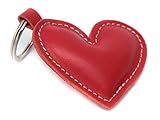 E&A Leder Schlüsselanhänger Herz Rot schönes Geschenk für Lieblingsmensch Hochzeit Valentinstag Jubiläum Geburtstag (5 cm) Handarbeit 1 Stück