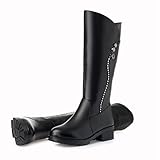 Damen-Winterschuhe, Plüschfutter, Mittelrohrstiefel, Outdoor, Arbeit, Walking, warme Stiefel, Schwarz, B - 40,5