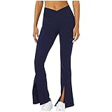 LFYYDS Damen Yoga Hose Lässige Hintern Heben Schlitz Yogahose Stretch Skinny Fitnesshose für Frauen Einfarbig Hohe Taille Stretch Leggings Bequeme Weiche Jogginghose Damen Laufhose Sweatp