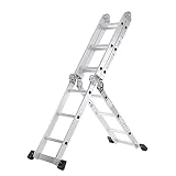 Teleskopleiter Klappleiter kompakte Leiter Neues Upgrade Mit Metallschnallen Aluminium Mehrzweckleiter, bis 150KG, Gelenkleiter, Vielzweckleiter, Gartenleiter, Leitergerüst ( Size : 3.4M+3.4M )