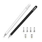 2-in-1 Stylus Pen für Tablet, kapazitiver Touchscreen, Eingabestift mit magnetischer Kappe und spitzen für alle iPad/iPhone/Android/Microsoft Touchscreen-Geräte (2 Stück pro Packung, schwarz + weiÃŸ)