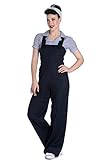 Hell Bunny Penny Dungaree Frauen Jumpsuit schwarz XS 52% Leinen, 45% Viskose, 3% Elasthan Rockabilly