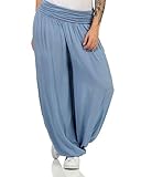 ZARMEXX Damen Haremshose Pumphose Aladinhose Pluderhose Yoga Freizeithose Sommerhose (Jeansblau, 36-42)