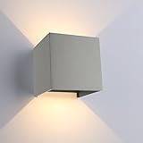 ETiME LED Wandleuchte außen Wandlampe Wasserdicht mit einstellbar Abstrahlwinkel IP65 LED Wandbeleuchtung innen Warmweiß (7W Grau Warmweiss)