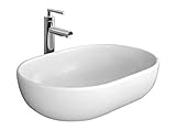 Design Keramik Oval Waschtisch Handwaschbecken Aufsatz-Waschschale 48cm x 34,5cm x 14cm FÜR BADEZIMMER GÄSTE WC Amelia 48