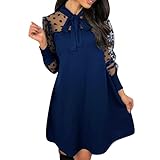 HHMY Weihnachtskleid Damen Winter Festlich Glitzer Kleid Einfarbig/Kontrast/Leopard/Punkten/Spitze Partykleid Sexy Elegant Abend Cocktail Ballkleider Langarm Bodycon Wickel Etuik