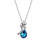 Zylione Damen Halskette Rose Anhänger Wassertropfen Legierung Halskette Schmuck Ornament für Frauen Teen Mädchen Silber Farb