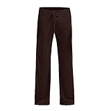 WOYAOFEI Pyjama Hose Herren Lange aus Ice Silk Yogahosen Einfarbig Straight Leg Pants Superweich Trainingshose Breite Freizeit Pants Homew