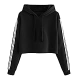 XIANO Damen Sweatjacke Bauchfrei Kapuzenpullover Langarm Kurz Hoodie Sweatshirt Crop Pullover Kapuzenjacke Cropped Jacke mit Kordel Kapuzenpullover Langarm Kurz Sweatshirt Crop Oberteile H