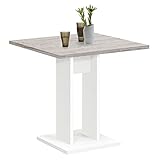 FMD Esstisch Furniture Baumkantentisch Esstisch im Wohnzimmer für Homeoffice Tisch Küchentisch 70 cm Sandeiche und Weiß
