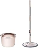WHMWPB Spin MOP Bode MOP Spin MOP Hand-freies Waschen Rotary Mop Haushalt Holz Fußboden MOP Eine Ziehen Automatische Dehydratation MOP Bodenreinigung (Farbe: Khaki, Größe: und 2 Mopp Köpfe)