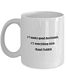 N\A Klassische Kaffeetasse - # 1 trifft Gute Entscheidungen, 2 Alles andere. -Rand Fishkin- Ideal für Freunde oder Kollegen Weiß