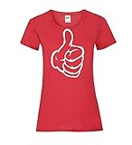 Daumen aus Faust Frauen Lady-Fit T-Shirt Rot M - shirt84