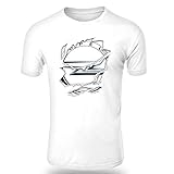 OPEL Torn 2 Ripped Men T-Shirt Logo CAR Auto Tee TOP White Short Long Sleeves CAR Auto Long Sleeves Present Christmas (M, WEIß - KURZ)