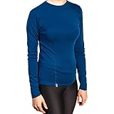 Alpin Loacker Bio Merino Shirt Langarm 230g/m | 100% Merinowolle Sweatshirt Frauen | wärmeregulierendes Langarmshirt für Frauen Sport & Freizeit | Größenwahl (blau, l)