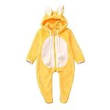 MRULIC Neugeborenes Baby Jumpsuit Strampler Winter Nettes Ohr Fleece Overall Warm Outwear Pyjama Jungen MäDchen Geburtstag Geschenk(Gelb,90)