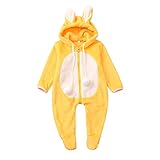 MRULIC Neugeborenes Baby Jumpsuit Strampler Winter Nettes Ohr Fleece Overall Warm Outwear Pyjama Jungen MäDchen Geburtstag Geschenk(Gelb,90)