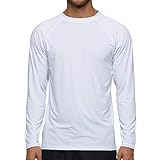 Arcweg Langarmshirt Herren Rash Guards Farbecht UV Schutz Funktionsshirt Langarm Shirt Schnelltrocknend Atmungsaktiv Wandershirt UPF 50+ Sonnenschutz Jungen Surf Laufen Angeln Wandern weiß EU L
