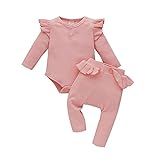 Xiaoxin Neugeborenes Mädchen Romper Solid Color Langarmhose für Säuglinge Kleinkind Kleidersatz 0-12 M