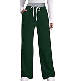 OADOBKICE Haremshose Für Damen Baggyhose Für Damen Elegante Hose Fitnesshose Freizeithose Taschen Winter Weites Bein Damen Sporthose Elastische Taille Kordelzughose Damen Bequem Hose Grün S