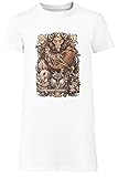 Schlacht Zum Das Krone Damen T-Shirt Kleid Lang Weißer Rundhals Leichtes Lässiges Kurzarm Women's White Crew Neck Casual Short S