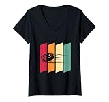 Damen Retro Vintage Trikot Eishockeypuck Puck T-Shirt mit V