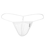 Skxinn Dessous Unterwäsche für Herren/Männer Erotik G-Strings Mesh Transparent Underwear Tanga Slip Nettogarn Flache Reizvolles Unterhosen Strings Sexy Bikini Underpant S-L Ausverkauf(Weiß,Large)