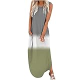 Lässige lange Kleider für Frauen ärmellose Tankröcke lose Sommerkleider O-Ausschnitt Strandkleider Damen Maxikleider Mode Tie Dye Sundresses Plus Size Gr. X-Large, grü