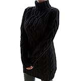 XWSM Übergroßer Rollkragenpullover-Kleid-Frauen Warme Herbst- Und Winterkleidung Plus Size Pullover Pullover (Color : Black, Size : L)