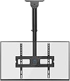 TV Deckenhalterung, Schwenkbare Neigbare Höhenverstellbare Halterung für 26-55 Zoll Flach & Curved Fernseher bis zu 45kg, max.VESA 400x400m an Flachdach oder Dachschräg