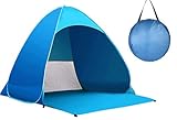 Nineaccy Strandmuschel, Tragbar Extra Light Strandzelt, Sun Shelter für 2-4 Personen Pop Up Strandzelt Extra Leicht Wurfzelt,Familien Portable Beach Zelt in Blau, Outdoor Tragbar W