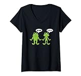 Damen Quark Magerquark - lustige Frosch Grafik T-Shirt mit V