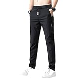 Huntrly Herren Freizeithosen Einfache Casual Gerade Kordelzug Elastische Taille Große Sporthosen Temperament Lässige Bequeme Hose 38