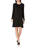 Amazon Essentials Long-Sleeve Crewneck Swing dresses, schwarz, L