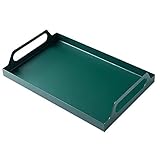 Metallservierende Tablett-dekorative Tablett Organizer Food-Speicherplatten-Make-up-Tablett-Servierfach-Kaffee-Servierfach mit Griffen (Color : Green, Size : S)