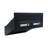 D-041 Anthrazit (RAL 7016) Mauerdurchwurf Briefkasten mit 2 Klingeln (Tiefe: 23-38 cm) - LETTERBOX24