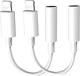 [Apple MFi Zertifiziert] 2 Pack Lightning auf 3,5 mm Kopfhörerbuchse Adapter iPhone Audio Dongle Kabel Kopfhörer Konverter Kompatibel mit iPhone 12/11/XsMAX/XR/X/8/7/6 Unterstützt alle iOS-Sy