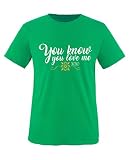Comedy Shirts - You Know You Love me XOXO - Jungen T-Shirt - Grün/Weiss-Gelb Gr. 152/164