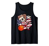 Dabbing Beagle Dog America Basketball Liebhaber Trikot USA Flagge Tank Top
