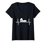 Damen Rom Kolosseum Herzschlag Roma Rome Skyline Italien Italia T-Shirt mit V