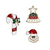 oshhni 3Pcs Brosche Pins Set, Neuheit Nette Mini Anime Zubehör, DIY Handwerk Emaille Broschen Abzeichen für Weihnachten Dekor Mädchen Jungen Damen - Weihnachtsmann-S
