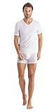 Hanro Herren V-Shirt 1/2 Arm Unterwäsche, White, S