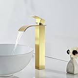 Weare Home Goldener wasserhahn bad Wasserhahn Waschbecken für Badezimmer Wasserfall Wasserhahn Bad, Kaltes und Heißes Wasser Vorhanden H