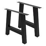 ML-Design 2er Set Tischbeine A-Form 70x72cm, Schwarz, Profil 8x8cm, pulverbeschichtete Stahl, Industriedesign, Metall Tischkufen Tischgestell Tischuntergestell Möbelfüße, für Esstisch Schreib