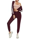 N/C Jogginganzug Damen Baumwolle Elegant Freizeitanzug 2 Teiliger Sportanzug Trainingjacke und Hose mit Kap