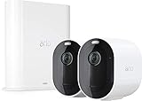 Arlo Pro3 WLAN Überwachungskamera aussen, 2K UHD, 2er Set, kabellos, Bewegungsmelder, Farbnachtsicht, 160° Blickwinkel, 2-Wege Audio, mit 90-tägigem Arlo Secure Plan Testzeitraum, VMS4240