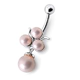 Rosa Perle Stein 4 Pearl Design Sterling Silber Bauch Szenekneipen Piercing