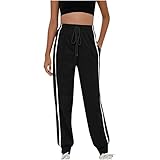 Jogginghose Damen Sporthose in Kontrastfarbe Bleistift Hose mit elastischer Taille Trainingshose mit Kordelzug Fitnesshosen Wanderhose Outdoorhose Freizeithose Sweatpants Loungewear Sportbekleidung