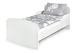 Leomark Funktionsbett aus Holz - White - Kinderbett mit Matratze, Holzbett mit Seitenschutz Lattenrost, Komplett Set für Kinderzimmer, Praktisches und Bequemes für Kinder, Liegefläche 70/140